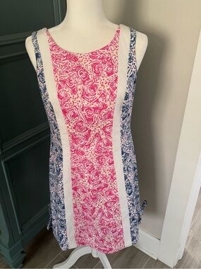 Lilly Pulitzer Pink & Navy Printed Sleeveless Shift Dress